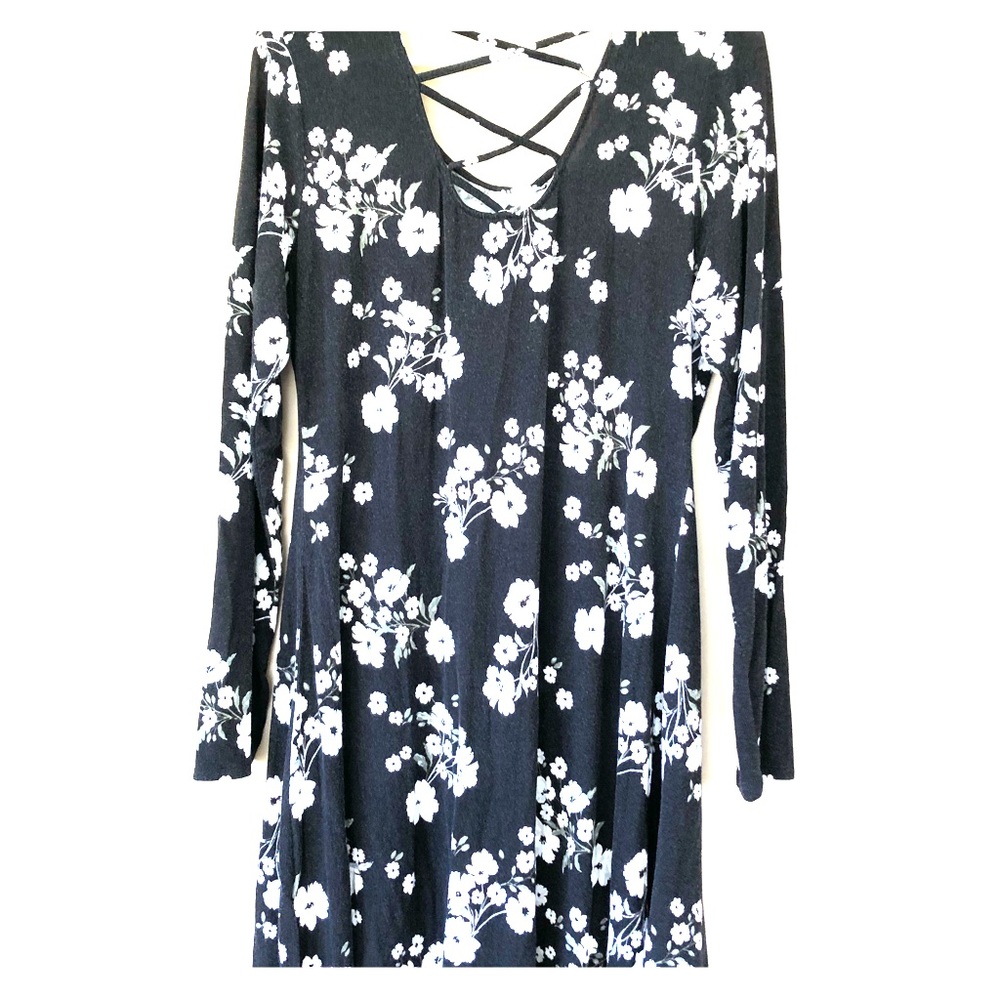 Long sleeve black floral dress